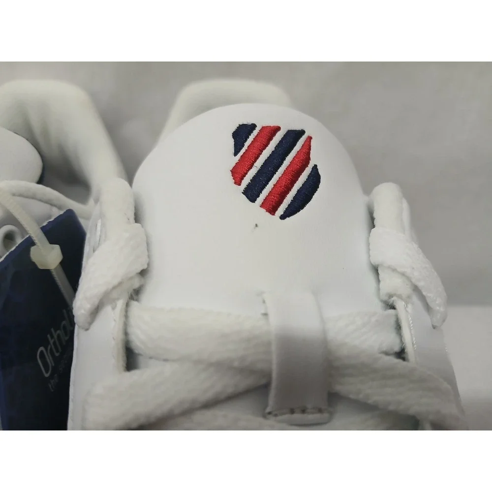 K-Swiss‎ Men's Court Lite Spellout Tennis Shoes 06147-113-M White Navy Red Sz 10